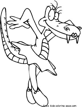 Dancing Alligator online kids coloring pages for kids