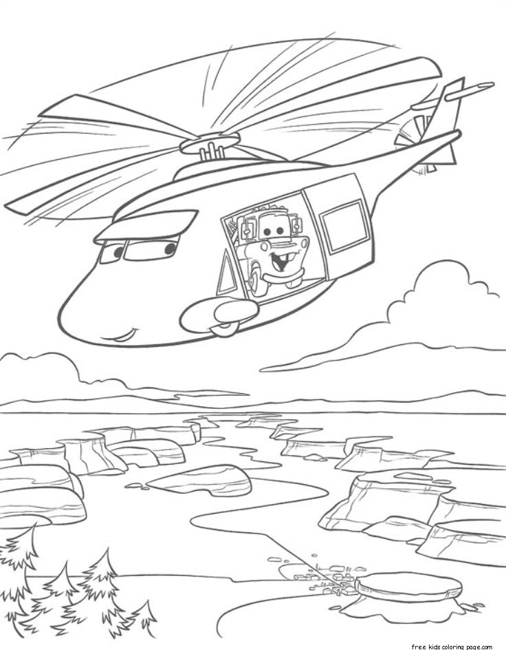 News helicopters tow mater coloring page for kids
