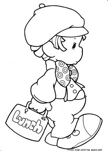 Precious Moments cute boy coloring pages