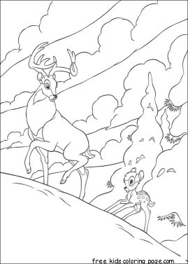 Prinable Bambi and father coloring pages