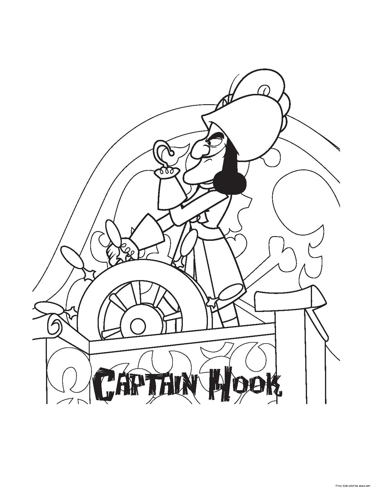 Print out Captain Hook Pirates coloring pages