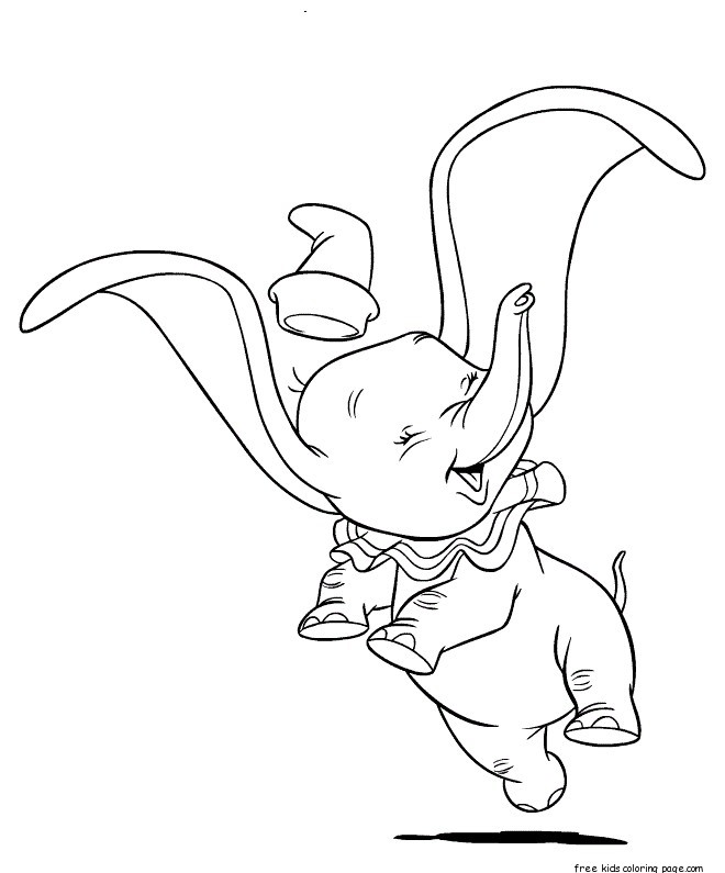 Print out coloring pictures Disney Dumbo happy