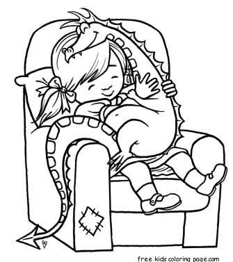 Print out girl playing with toy dragon coloring page