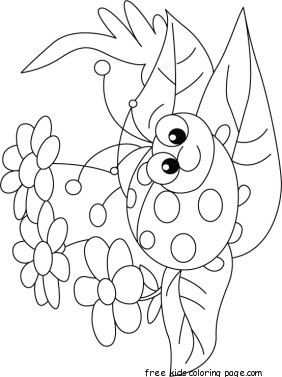 Print out happy face ladybug coloring page