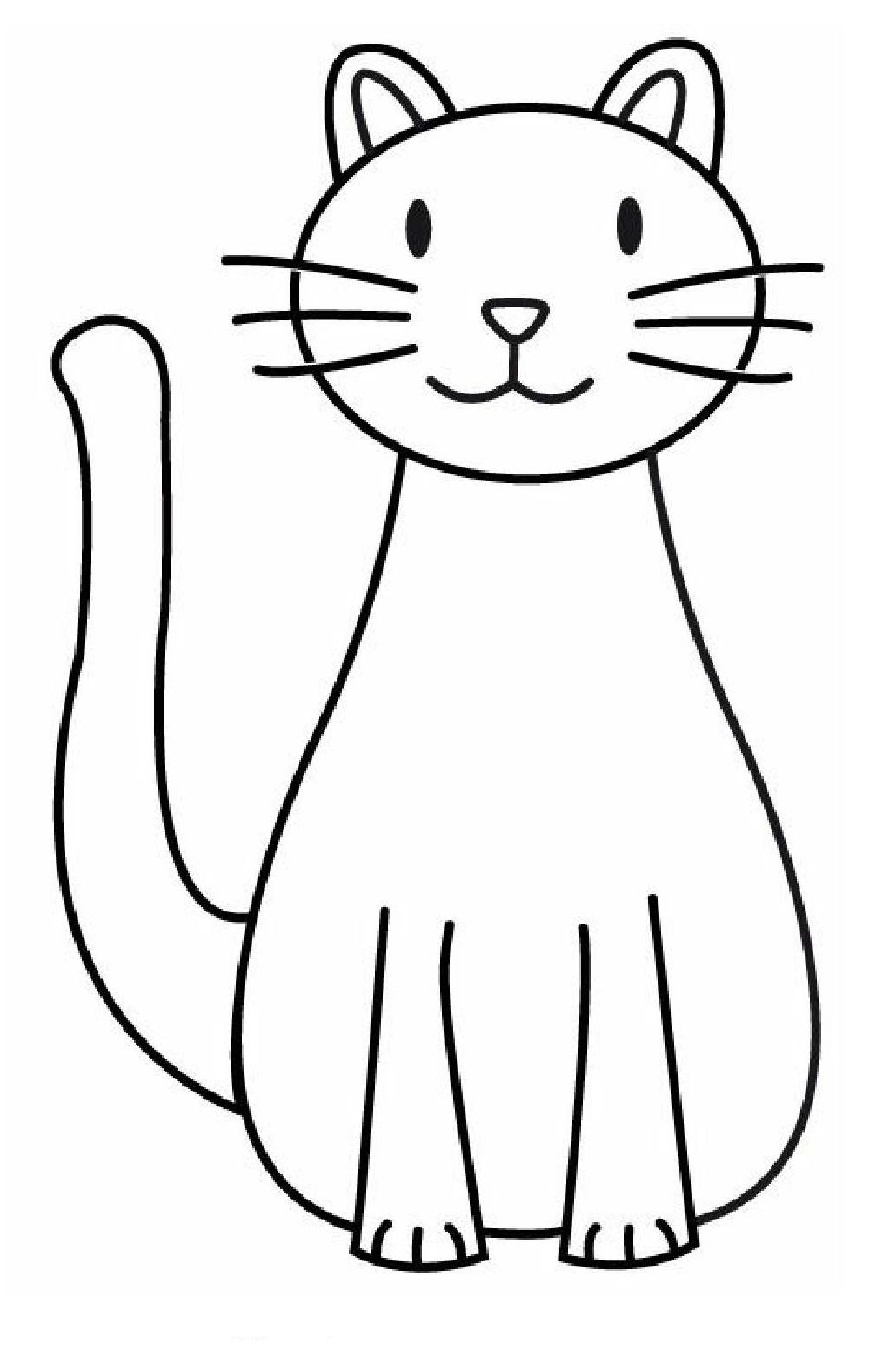 Easy cat coloring sheets for kids to printable. cute easy coloring page to print