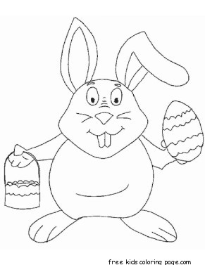 Printable Coloring Pictures of Easter egg and Bunny