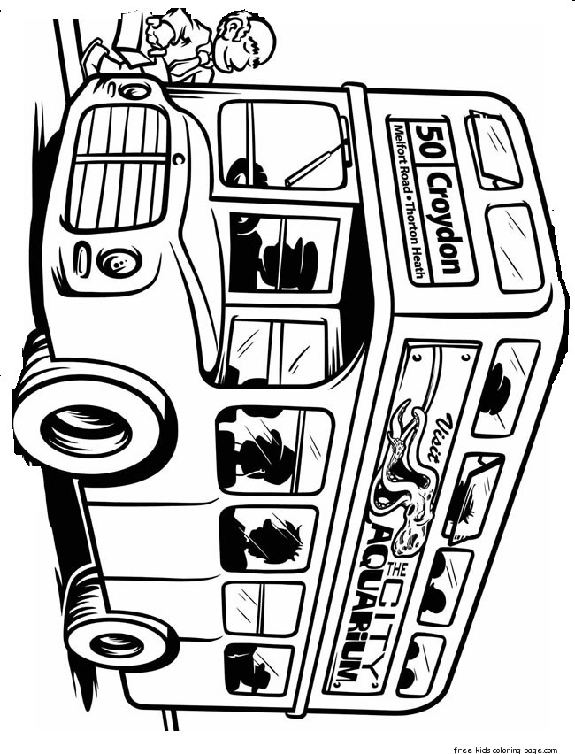 Coloring book page buss printable