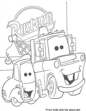 Guido and tow mater coloring page