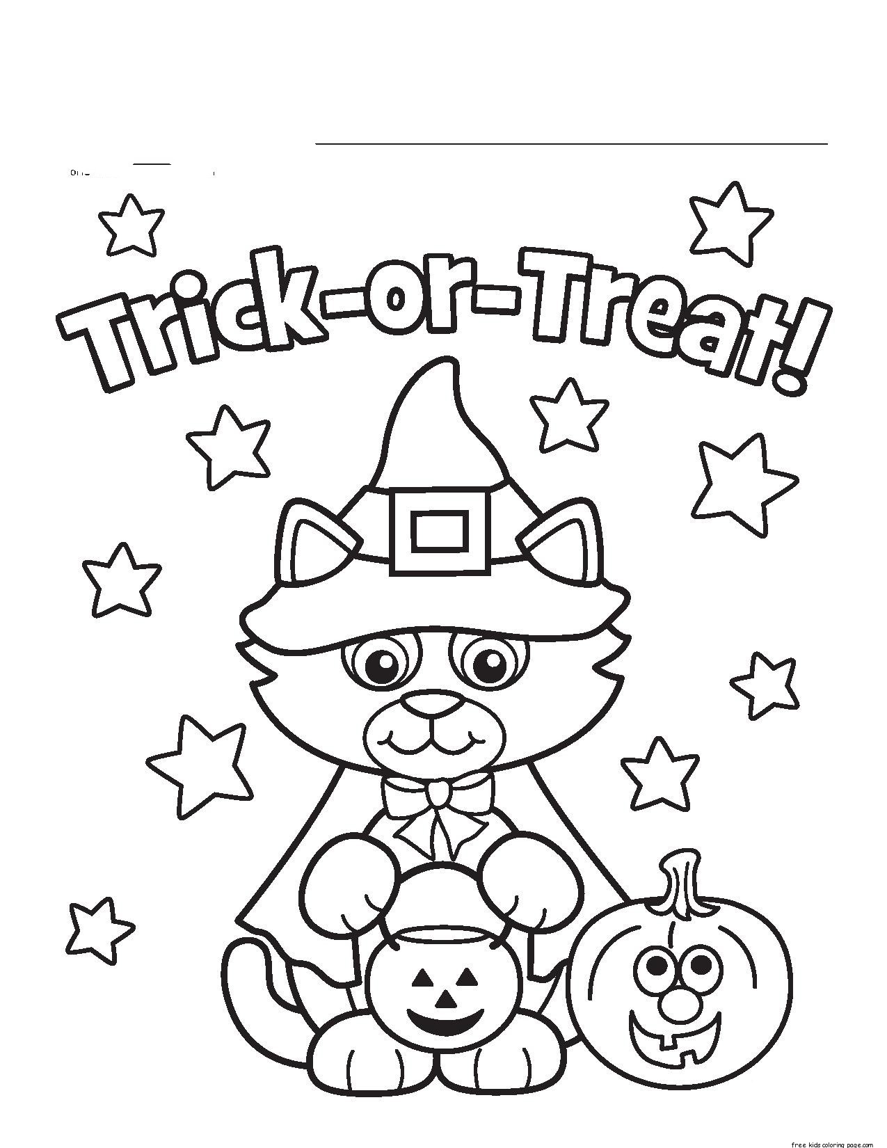 Halloween Kitty Costume Printable Coloring Pages For Kids
