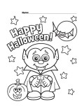 Halloween little vampire printable coloring pages for kids.