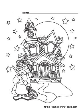 Halloween Witch Castle Printabel coloring pages
