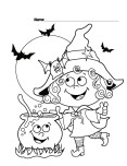 Halloween witch coloring page for kids. Pages to color halloween to print out for kids.