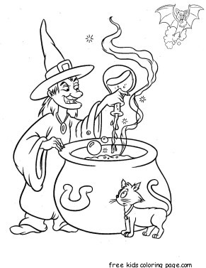 Halloween witch coloring pages to print for kids