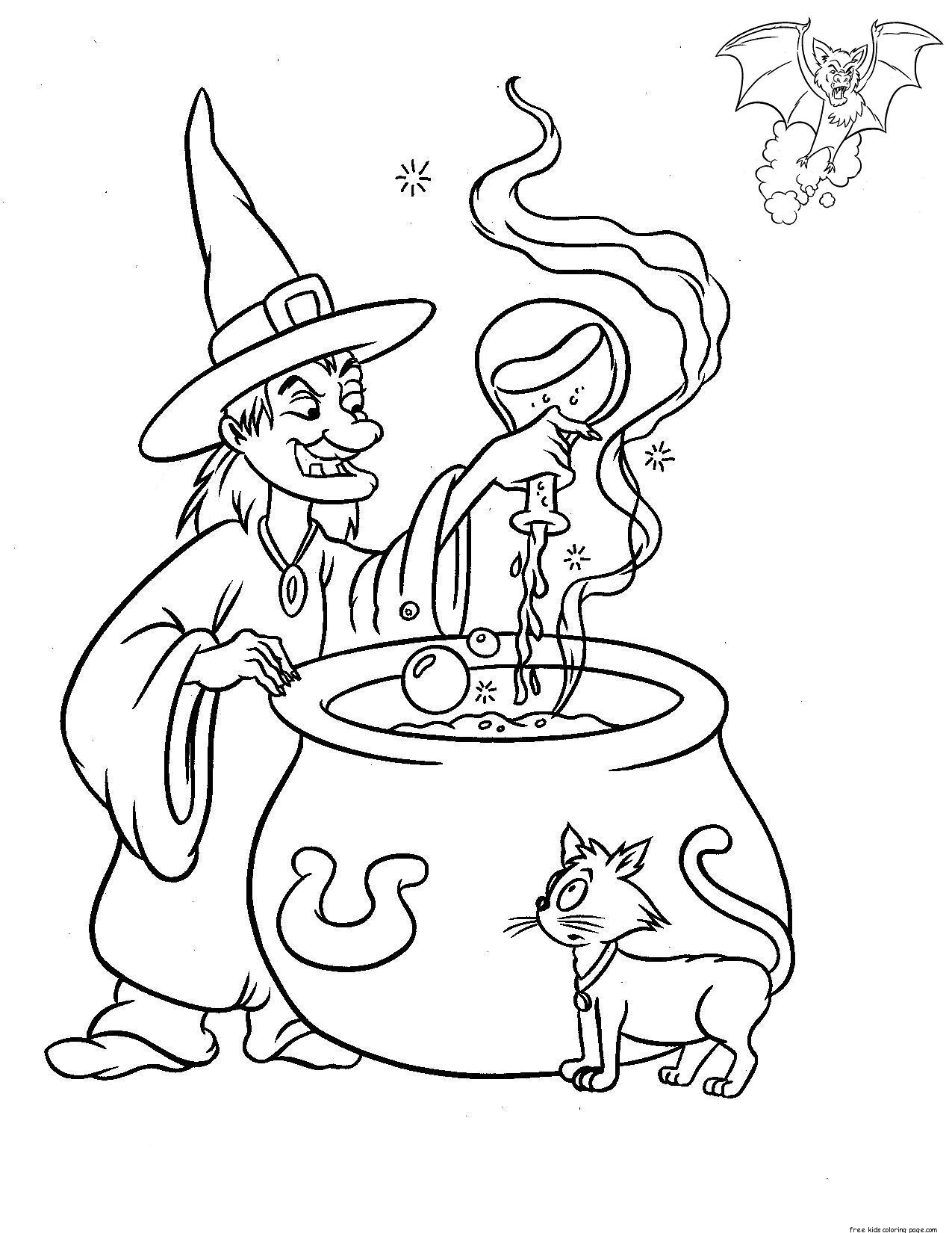 Halloween witches make magic drink