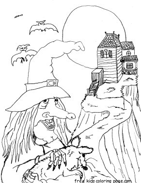 Halloween witches print out coloring pages
