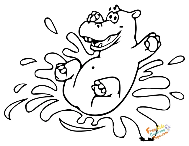 Little happy hippo coloring pages printable