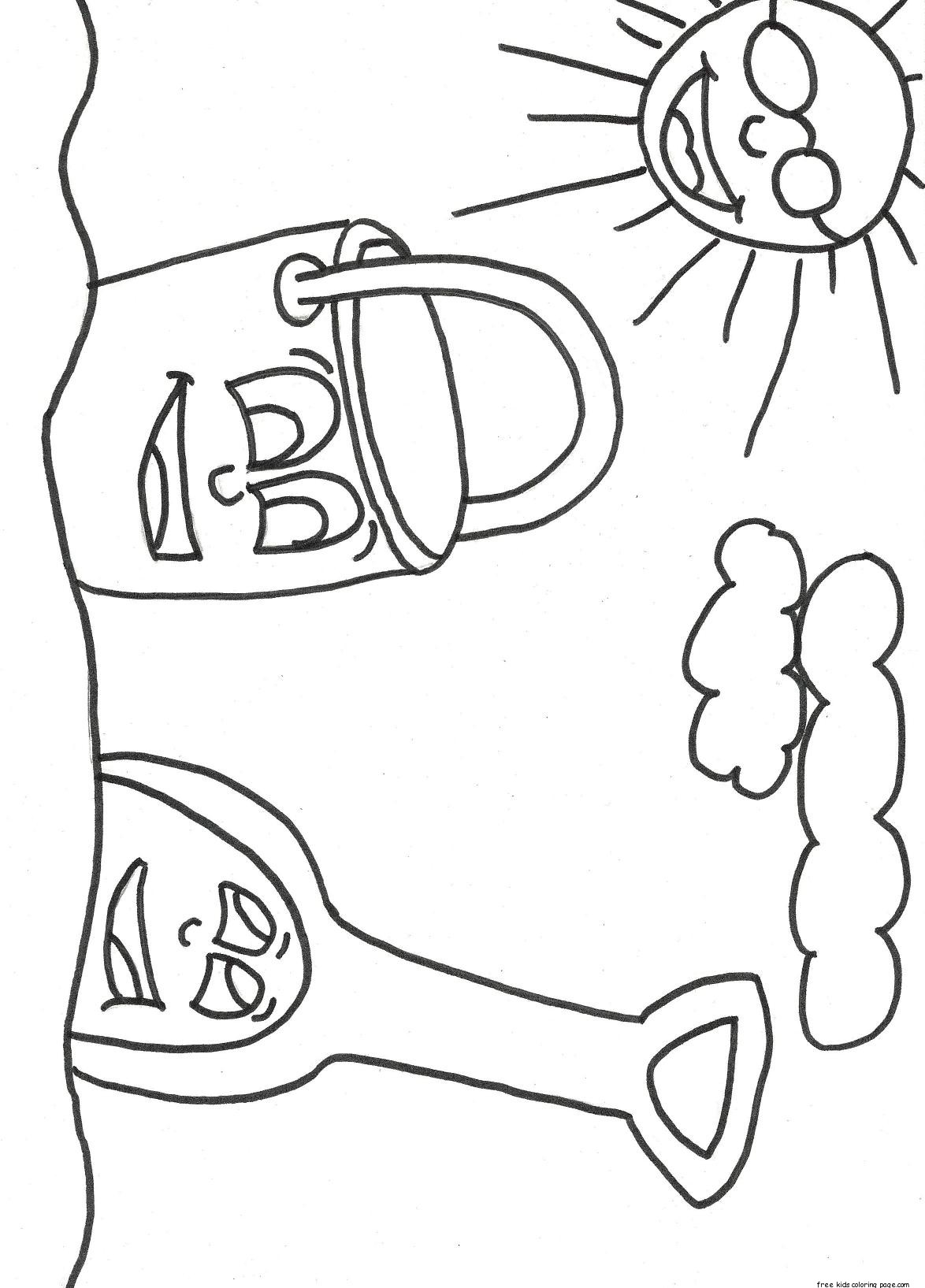 Print out Beach Pail and Shovel Coloring Book 1