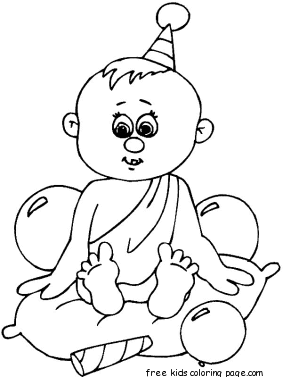 Print out Birthday baby boy coloring in sheets