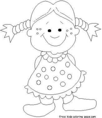 Print out girl doll smiles coloring pages
