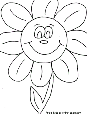 Print out happy face Daisy flowers coloring pages