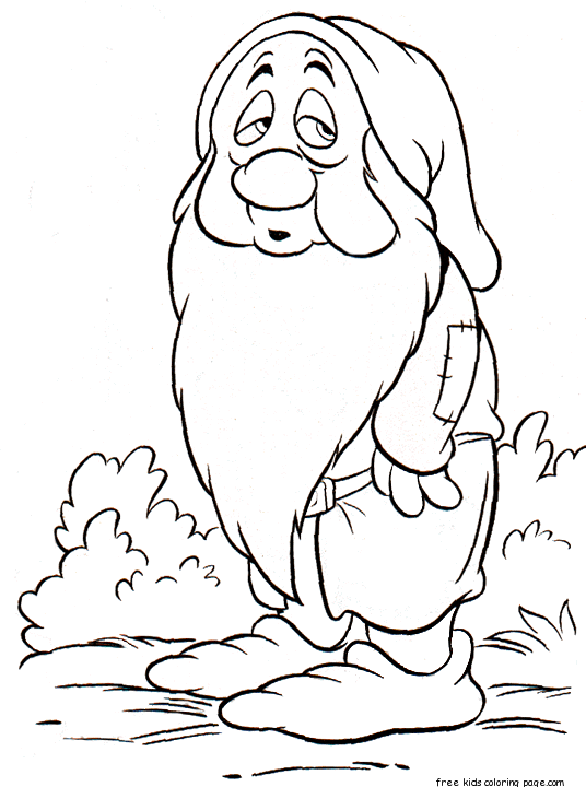 Printable 7 Seven Dwarfs Sleepy coloring pages