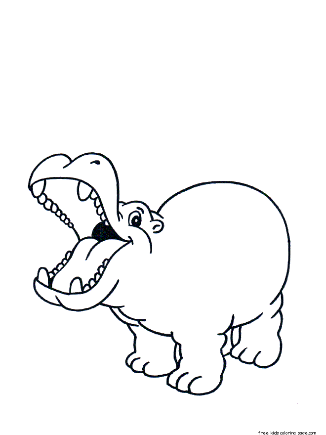 Printable Animal Little hippo coloring pages