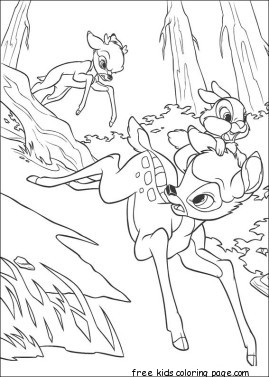 Printable Bambi and friend Thumper Faline coloring pages