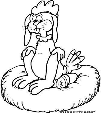Easter bunny hatching eggs coloring pages for kids to print out.
