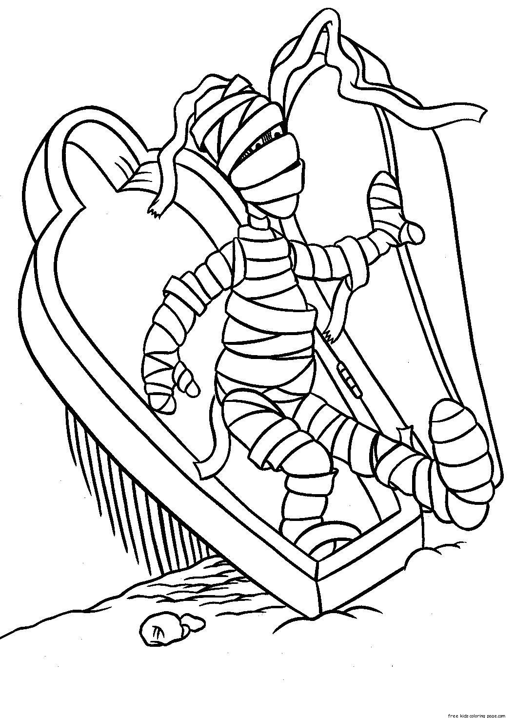 halloween mummy coloring page online