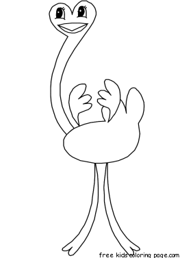 Printable Animals Birds Ostrich coloring Pages