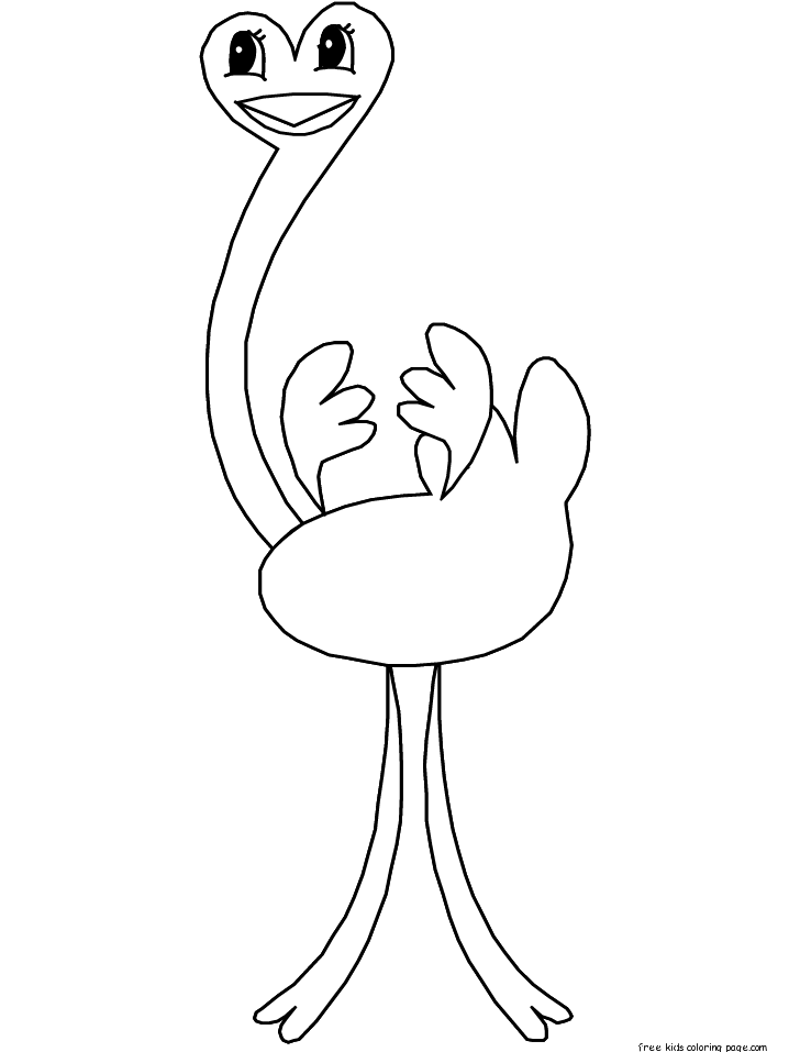 Printable Animals Birds Ostrich coloring Pages