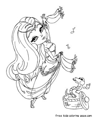 Printable beautiful girl Belly dancer coloring book pages