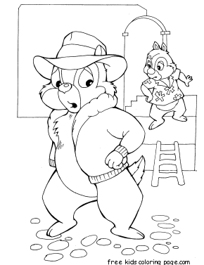 Printable cartoon Chip And Dale In Danger disney coloring pages