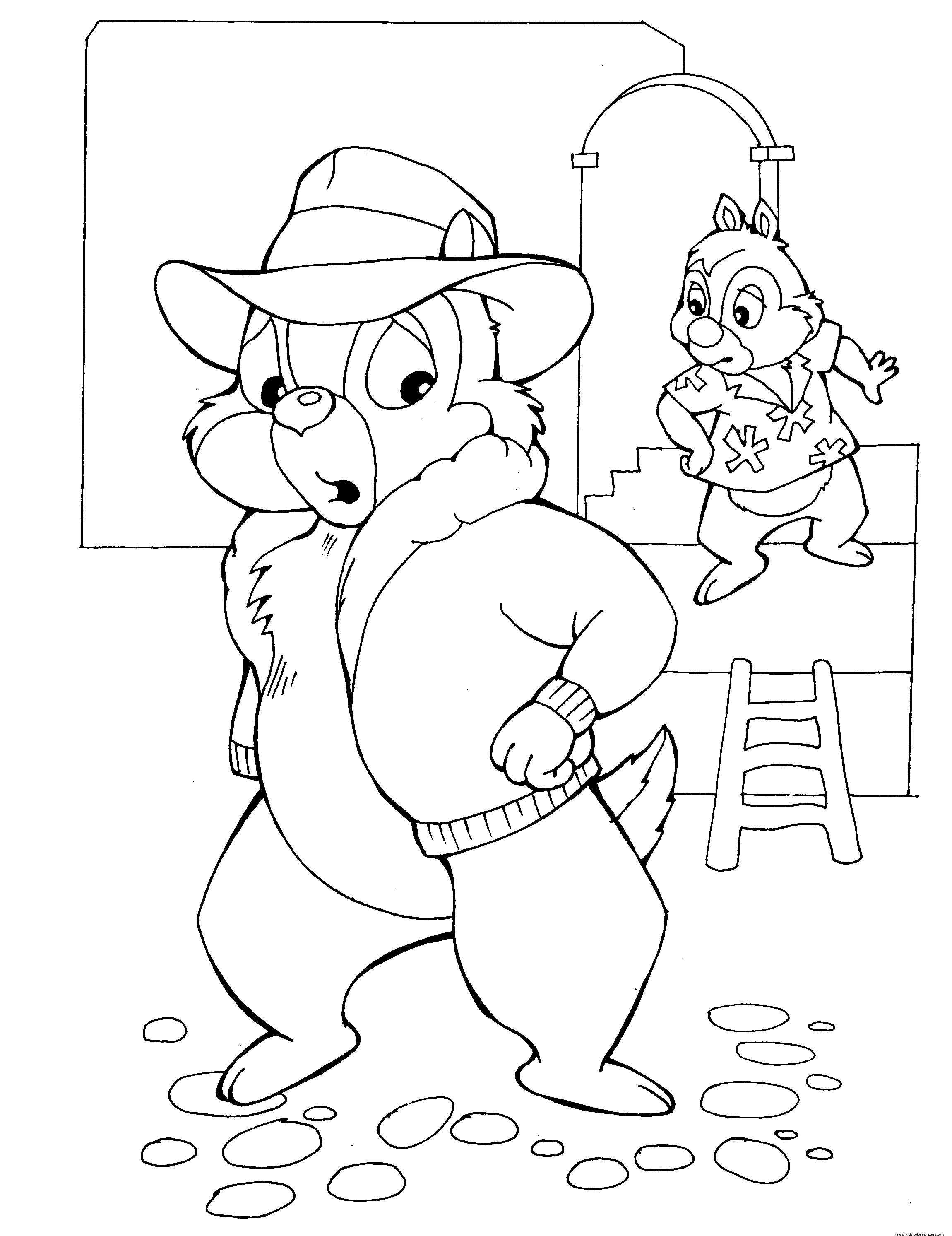 Printable cartoon Chip And Dale In Danger disney coloring pages