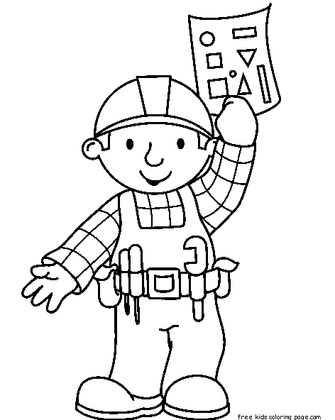 Printable cartoon bob the builder coloring pages