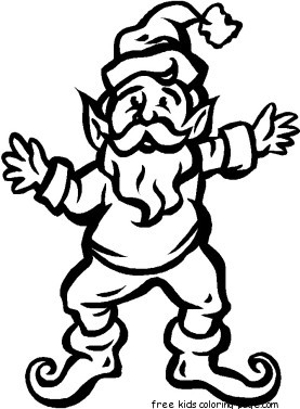 Christmas Elves father is dancing coloring pages for kids
