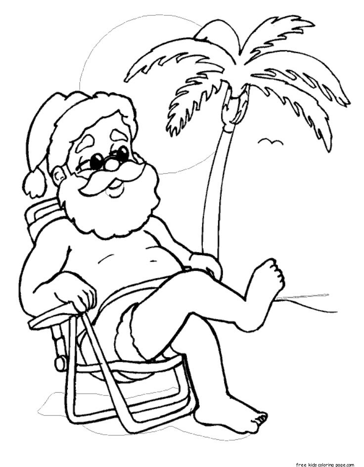Christmas Santa is on vacation coloring pages