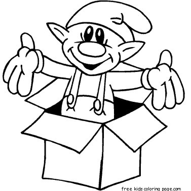 Printabel coloring pages of christmas Elf In Box