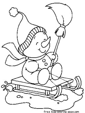 printable christmas snowman sledge coloring pagesfree