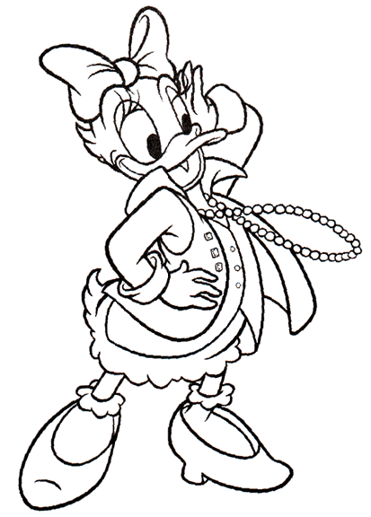 Printable Disney daisy duck dress to party coloring page