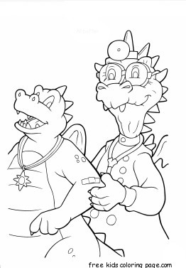 Printable cartoons Doctor dragon coloring pages