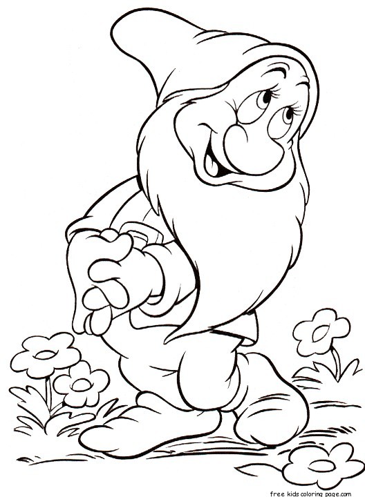 Printable coloring pageg 7 Dwarf Disney