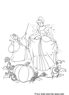 Printable disney characters Cinderella and Her Fairy Godmother coloring pages