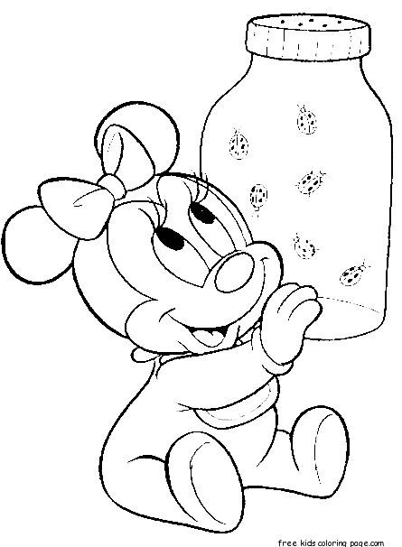 Printable disney characters baby Minnie Mouse coloring pages