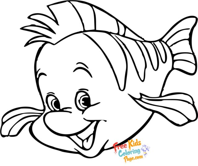 Printable the little mermaid flounder coloring pages