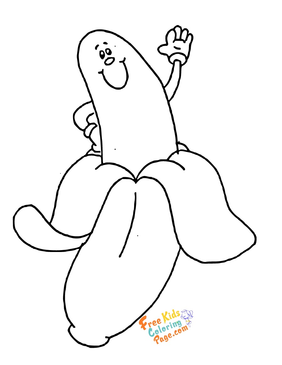 easy banana coloring pages for preschoolers