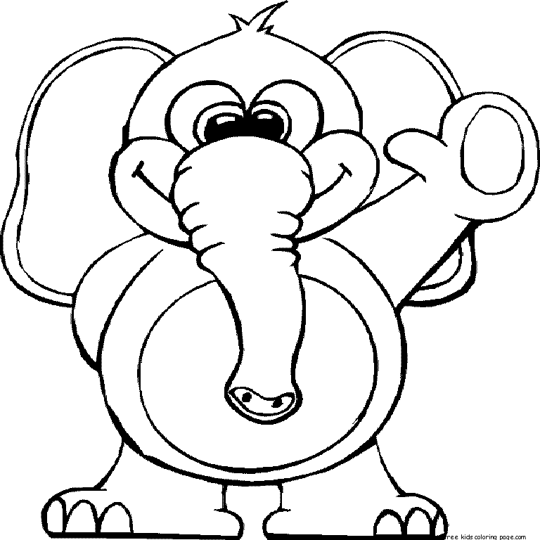 Printable Animal Elephant waving Coloring Pages