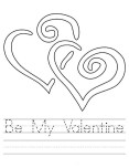 Printable Be My Valentine worksheet coloring page