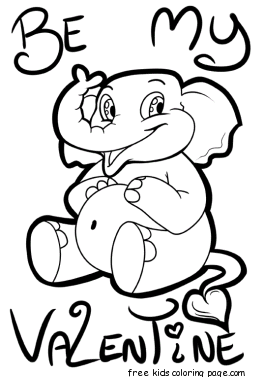 by me valentine teddy elephant coloirng pages for kids to print out.
