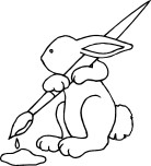 cute easter bunny brushes coloring pages printable